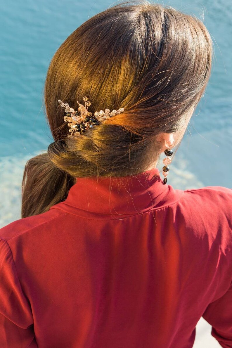 Hair comb in rose gold Rose gold Leaf Bridal Hair Comb Rose gold Leaf Headpiece