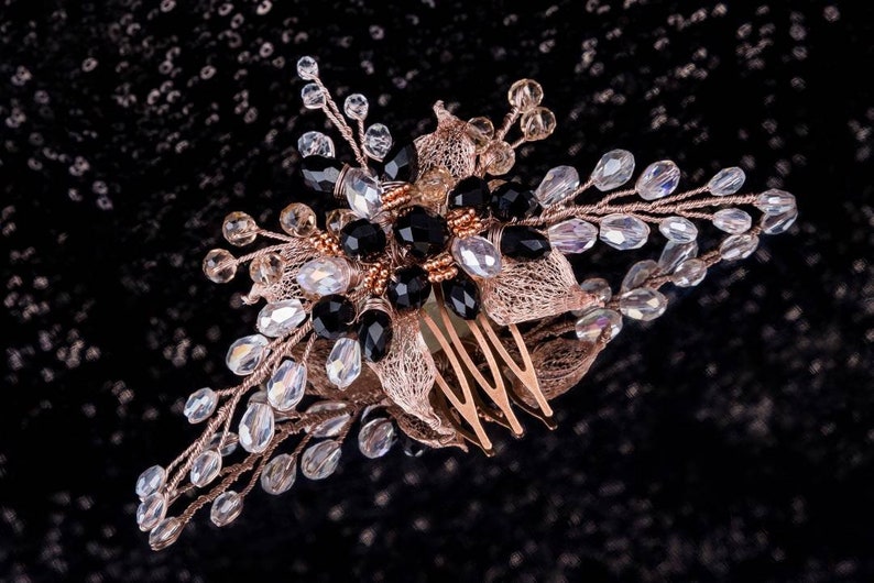 Hair comb in rose gold Rose gold Leaf Bridal Hair Comb Rose gold Leaf Headpiece