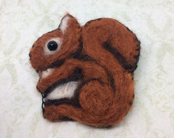 Red Squirrel Brooch - Handmade Needle Felted Squirrel Pin - Red Squirrel Gift - Gift for Her - Red Squirrel Jewellery