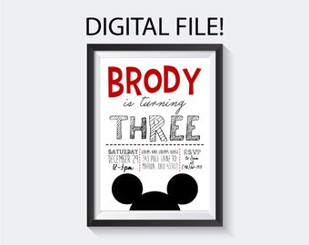 Mickey Invitations Etsy