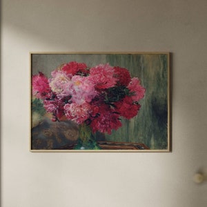 Lawrence Alma-Tadema Japanese Peonies | Antique Rose Flower Print, Vintage Dark Floral Painting, Living Room Wall Art, Acedemia Poster