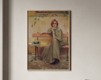 Sogni di Vittorio Matteo Corcos / Ritratto femminile italiano, Stampa vintage, Fine Wall Art, Poster pensante, Opere d'arte, Immagini antiche
