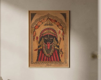 Sri Sri Kali | Hindu Goddess Lithograph, Vintage Hindu God Print, Fine Wall Art Poster, Artwork, Hindi Home Decor Gifts Picture