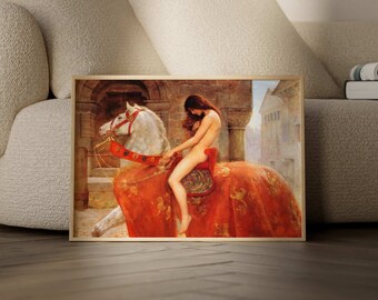 John Collier | Lady Godiva | Pre-Raphaelite Vintage Fine Art Print, Poster, Oil Painting, Brittish Mythology Home Decor Wall Art, Picture