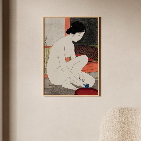 Goyō Hashiguchi | Woman After a Bath No.2 | Japanese Woodblock Print, Geisha Nudeart, Bathing Art, Bathroom Decor, Bathhouse Artwork Poster