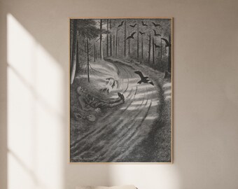 Theodor Kittelsen Poor Man | Death in Art Painting, Vintage Ghostly Print, Fine Wall Art Spooky Poster Haunting Picture