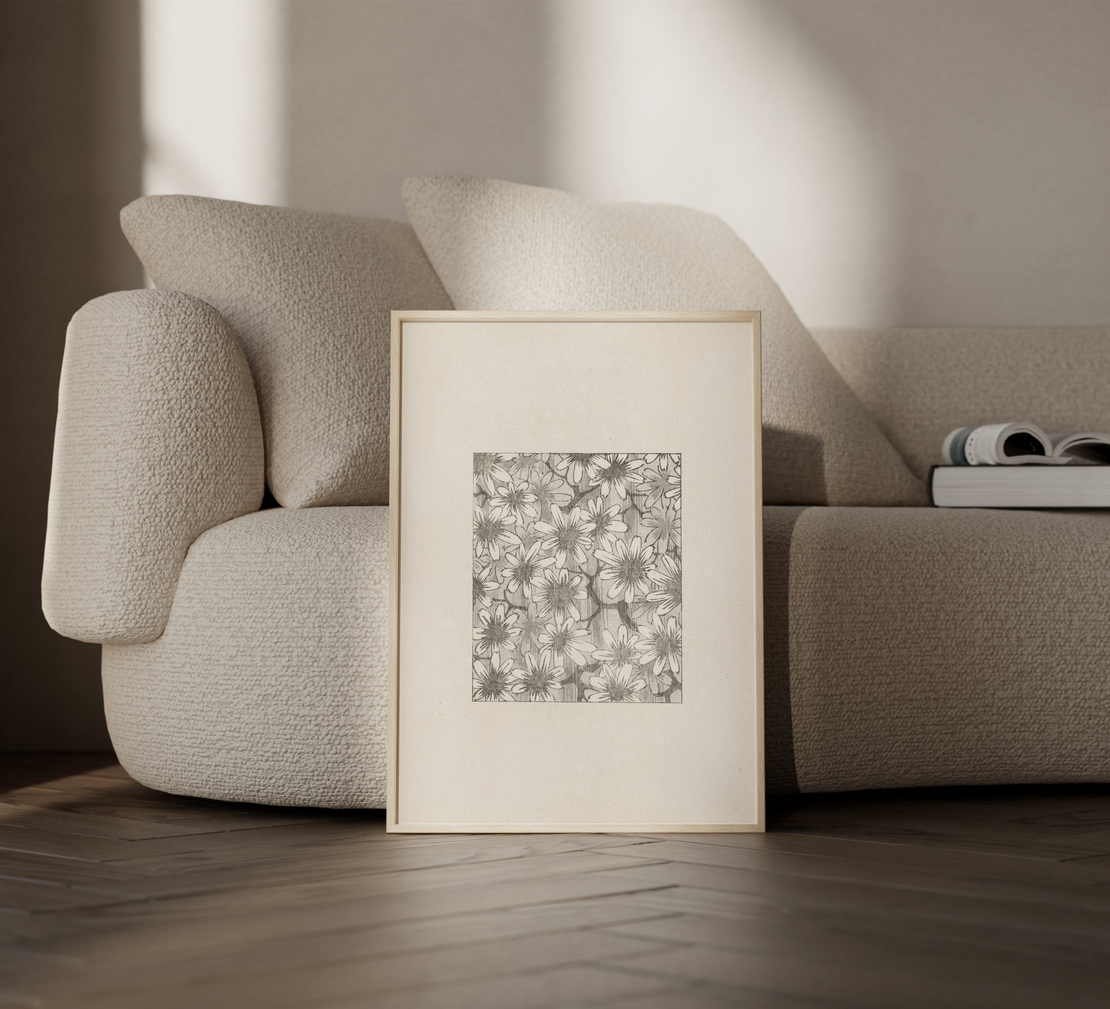 HPNIUB Leinwand-Wandkunst-Set – 3 Botanische Vintage-Bilder, 16x61 Cm, Neutrale Blumenmotive Für Wohnzimmer & Schlafzimmer