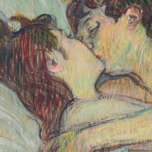 Henri de Toulouse Lautrec In Bed the Kiss Post-Impressionism Painting, Vintage LGBTQ Print, Fine Wall Art Poster Brothel Artwork Picture image 2