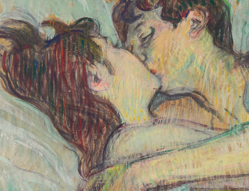 Henri de Toulouse Lautrec In Bed the Kiss Post-Impressionism Painting, Vintage LGBTQ Print, Fine Wall Art Poster Brothel Artwork Picture image 2