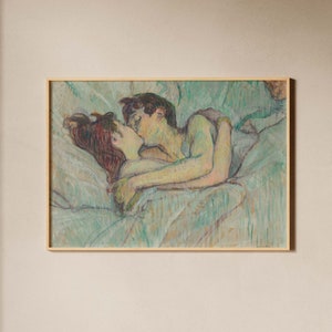 Henri de Toulouse Lautrec In Bed the Kiss Post-Impressionism Painting, Vintage LGBTQ Print, Fine Wall Art Poster Brothel Artwork Picture image 1