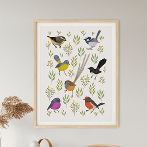 Art Print, Australian, Botanical, Native, Floral, Bird Print, LITTLE BIRDIES image 1