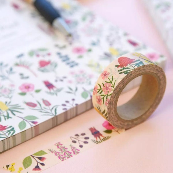 Stationery, Tape, Botanical, Illustrated, Australian, Floral, Bird, WASHI TAPE - Australian Wildflowers