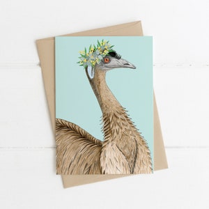 Greeting Card, Botanical, Illustrated, Australian, Floral, Wattle, Bird, EMU QUEEN