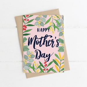 Greeting Card, Botanical, Illustrated, Australian, Floral, Wattle, HAPPY MOTHER'S DAY