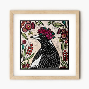O REI PEGA | Impressão da Natureza | Austrália | Impressão de Pássaro | Belas Artes Edição | Linogravura | Escultura | Arte de Parede | Arte Original