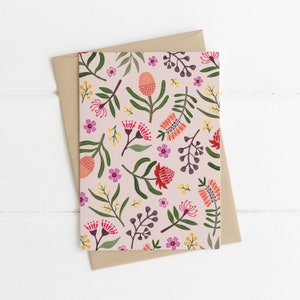 Biglietto di auguri, Botanico, Illustrato, Australiano, Floreale, Uccello, BUSH FLORALS