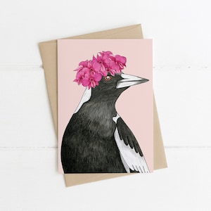 Grußkarte, botanisch, illustriert, australisch, Floral, Vogel, MR ELSTER