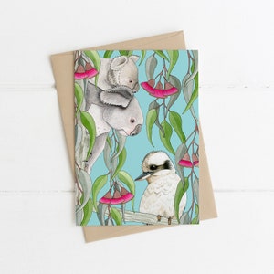 Greeting Card, Botanical, Illustrated, Australian, Floral, Bird, Koala, KOALA GUMTREE GANG