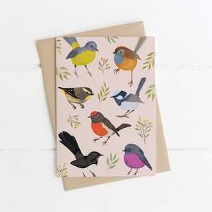 Grußkarte, botanisch, illustriert, australisch, Floral, Vogel, LITTLE BIRDIES
