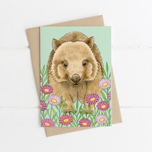 Biglietto di auguri, Botanico, Illustrato, Australiano, Floreale, Margherita, PRIMAVERA WOMBAT
