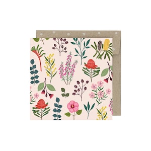 Biglietto d'auguri, Mini, Botanico, Illustrato, Australiano, Floreale, Uccello, Mini FIORI DI CAMPO AUSTRALIANI