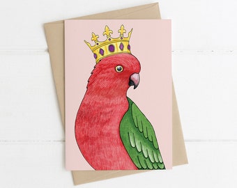 Greeting Card, Botanical, Illustrated, Australian, Floral, Bird, KING PARROT