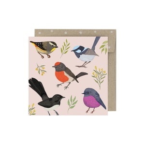 Biglietto d'auguri, Mini, Botanico, Illustrato, Australiano, Floreale, Uccello, Mini LITTLE BIRDIES