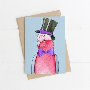 Carte de vœux, Botanique, Illustré, Australien, Floral, Oiseau, WISE GALAH