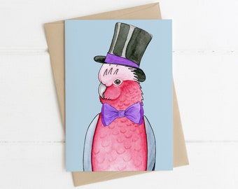 Greeting Card, Botanical, Illustrated, Australian, Floral, Bird, WISE GALAH