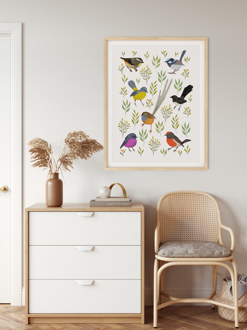 Art Print, Australian, Botanical, Native, Floral, Bird Print, LITTLE BIRDIES image 1