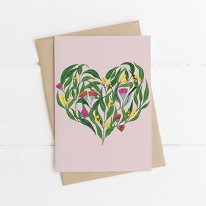 Grußkarte, Botanik, Illustriert, Australier, Floral, Vogel, LET LOVE GROW