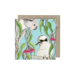 Carte de vœux, Mini, Botanique, Illustré, Australien, Floral, Oiseau, Mini GUMTREE GANG