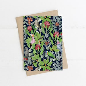Grußkarte, Botanisch, Illustriert, Australien, Floral, Vogel, NATIVE WALTZ