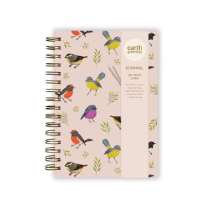 Journal, Notepad, Notes, Botanical, Illustrated, Australian, Floral, Bird, A5 JOURNAL (Lined) - LITTLE BIRDIES
