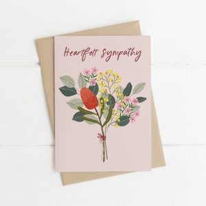 Cartão de felicitações, botânico, ilustrado, australiano, floral, cartão de simpatia, RAMALHETE DE SIMPATIA