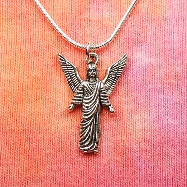 Archangel Gabriel Necklace, pick 16"-36" long snake chain, for Men or Women, Arch Angel Gabe Gavriel Noah Horn charm pendant gift