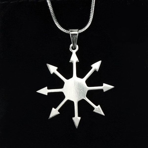 Chaos Magick Necklace or Earrings, Waterproof Pure 304 Stainless Steel Charm Pendant Symbol Magic Sigil Star of Chaos for Men or Women