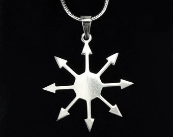 Chaos Magick Necklace or Earrings, Waterproof Pure 304 Stainless Steel Charm Pendant Symbol Magic Sigil Star of Chaos for Men or Women