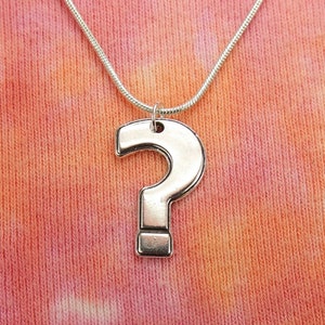 Question Mark Necklace, (medium version) 16-36&quot; Long Chain, for Men or Women, Joker Query Mysterian Mystery Puzzle Concierge Help Desk Gift