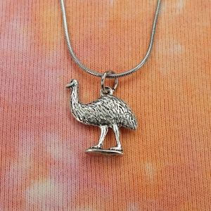 Emu Necklace or Earrings, Emu Australian Ostrich Bird Charm Jewelry, Symbol of Resilience, Strength, and Survival
