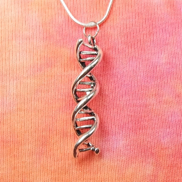 3D DNA Molecule Necklace, 16-50" Long Chain, for Men or Women Charm Pendant Science Biology Large 3D Deoxyribonucleic acid FAST SHIP nb