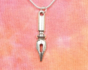 Calligraphy Nib Necklace or Earrings, Fountain Pen Nib, Jewelry Gift for Artist, Writer or Calligrapher, Art and Writing Charm