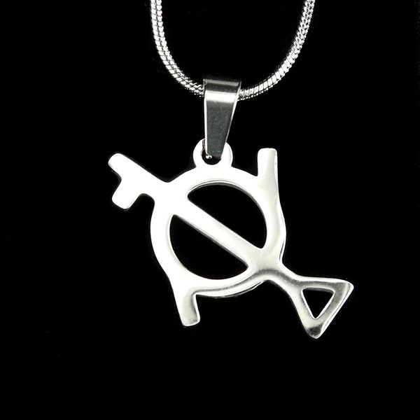 Genderfluid Necklace or Earrings, Gender Fluid symbol Charm Pendant Waterproof Stainless Hypo-Allergenic and Non Tarnishing