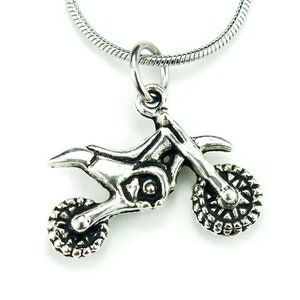 Dirt Bike Necklace or Earrings, Dirtbike Charm Off Road Motorcycle Motocross Biker Pendant Pit Bike Gift Jewelry