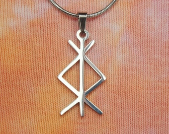 Schutz-Bindrunen-Halskette oder -Ohrringe, Schmuck mit älteren Futhark-Bindrunen für Schutz, Verteidigung, Stärke, Beschwörung der Schutzmacht
