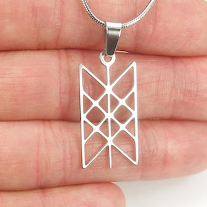 Web of Wyrd Necklace, Viking Norse Matrix of Fate, Pure Stainless Steel, Pendant Charm Pick 16-36&quot; chain, Gift Jewelry for Men or Women nb