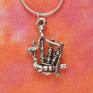 Bagpipes Necklace, Musical Woodwind Instrument Charm Pendant Scottish Scotland  for men or women Gift Amulet Talisman Fast Ship gift nb