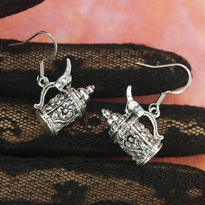 Beer Stein Earrings, 3D Oktoberfest German Style Beer Stine Jewelry Charm Drop, Bier Stien Fun Party Drinking Symbol, Gift Ready To Ship