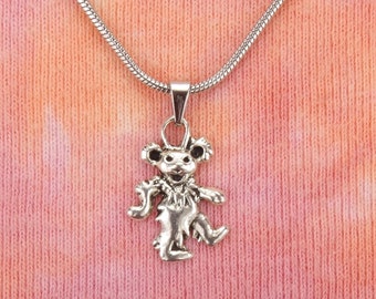 Grateful Dead Dancing Bear Necklace or Earrings,  Greatful Deadhead Gift Charm Pendant Jewelry