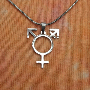 Transgender Necklace or Earrings, Trans Gender Sign Charm Genderqueer Male Female Mars Venus Waterproof Stainless Steel